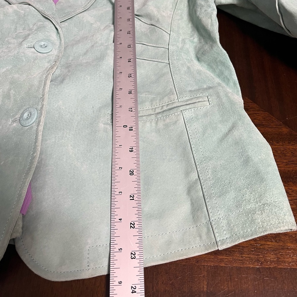 Vintage Y2K David Brooks Long Sleeve Button Front Turquoise Pig Suede Jacket XL - Picture 7 of 11